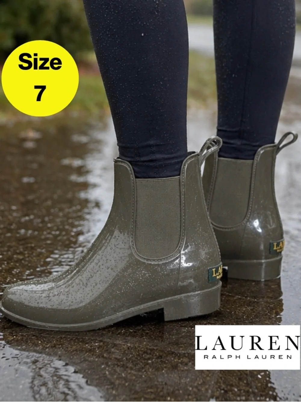 RALPH LAUREN 💚 Women’s Ankle Pull-On Classic Rain Boots (Size 7)
